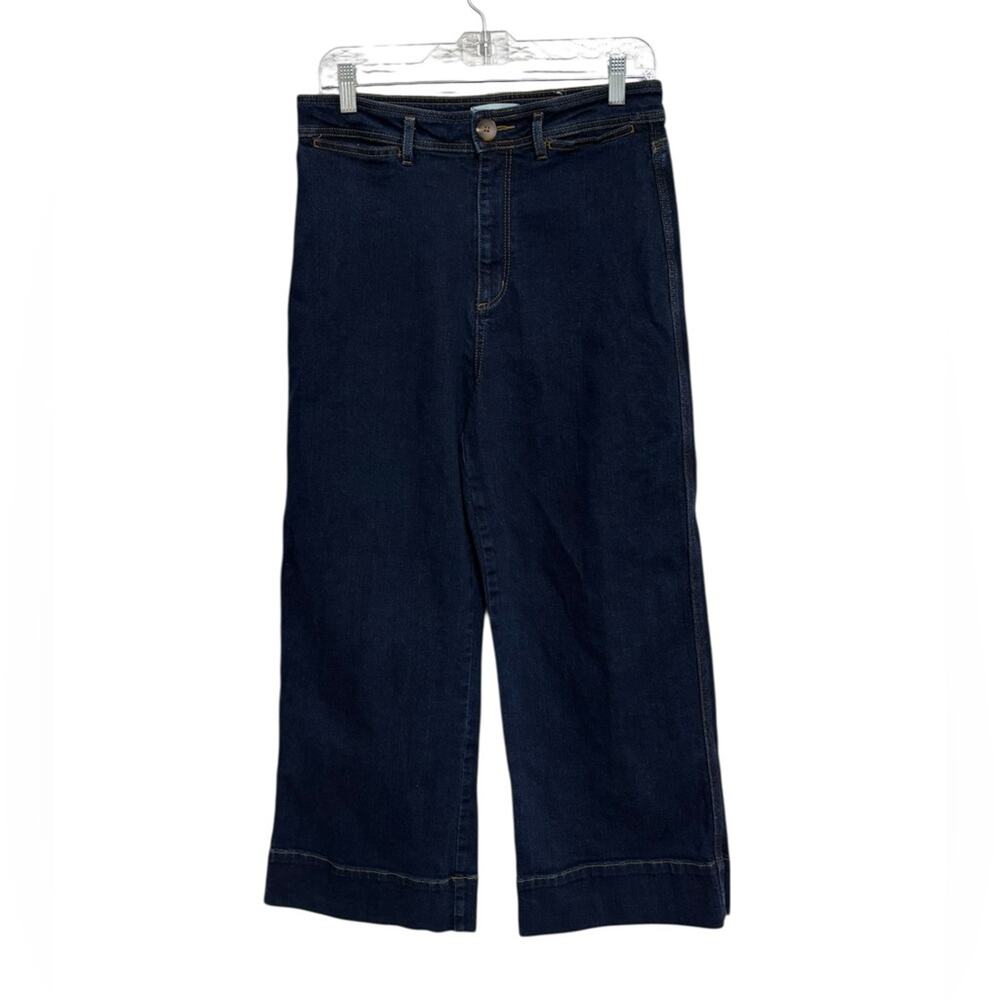 LOFT High Waist Wide Leg Crop Stretch Cotton Sailor Jeans Dark Wash - Size 28/6